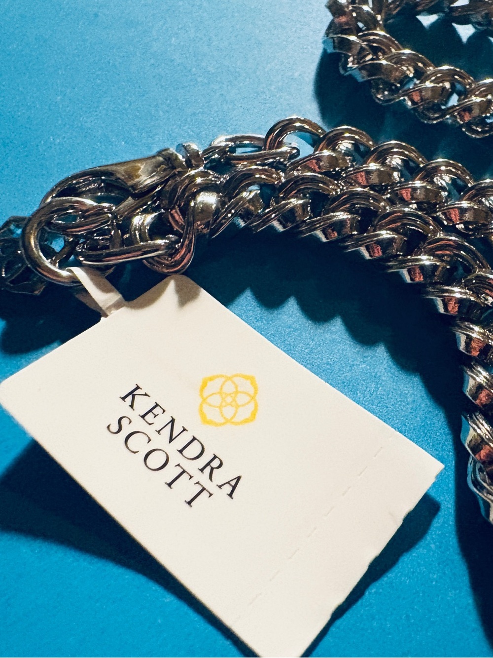 Kendra Scott Vincent Chain Necklace Silver Tone 20” Statement Link Necklace NWT